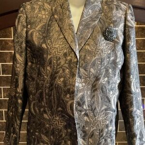 Kasper Elegant Gray & Black Patterned Blazer